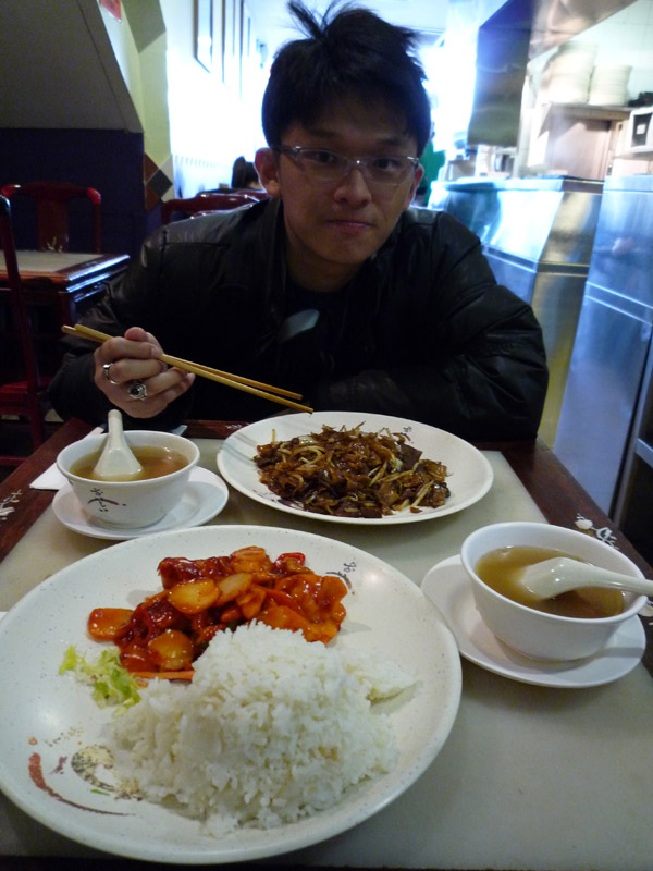 Lunch of the day, Fried Kway Tiao and Kung Pao Chicken with soup...nice!