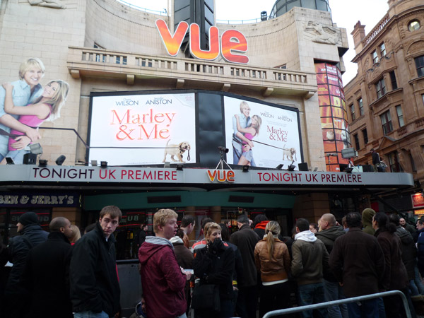 Crowd camping at the Vue Theatre.