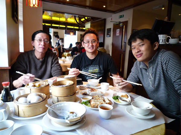 Uncle Alfred, HongJiang and me stuffing ourselves silly haha!