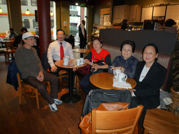 Taking a break at Starbucks